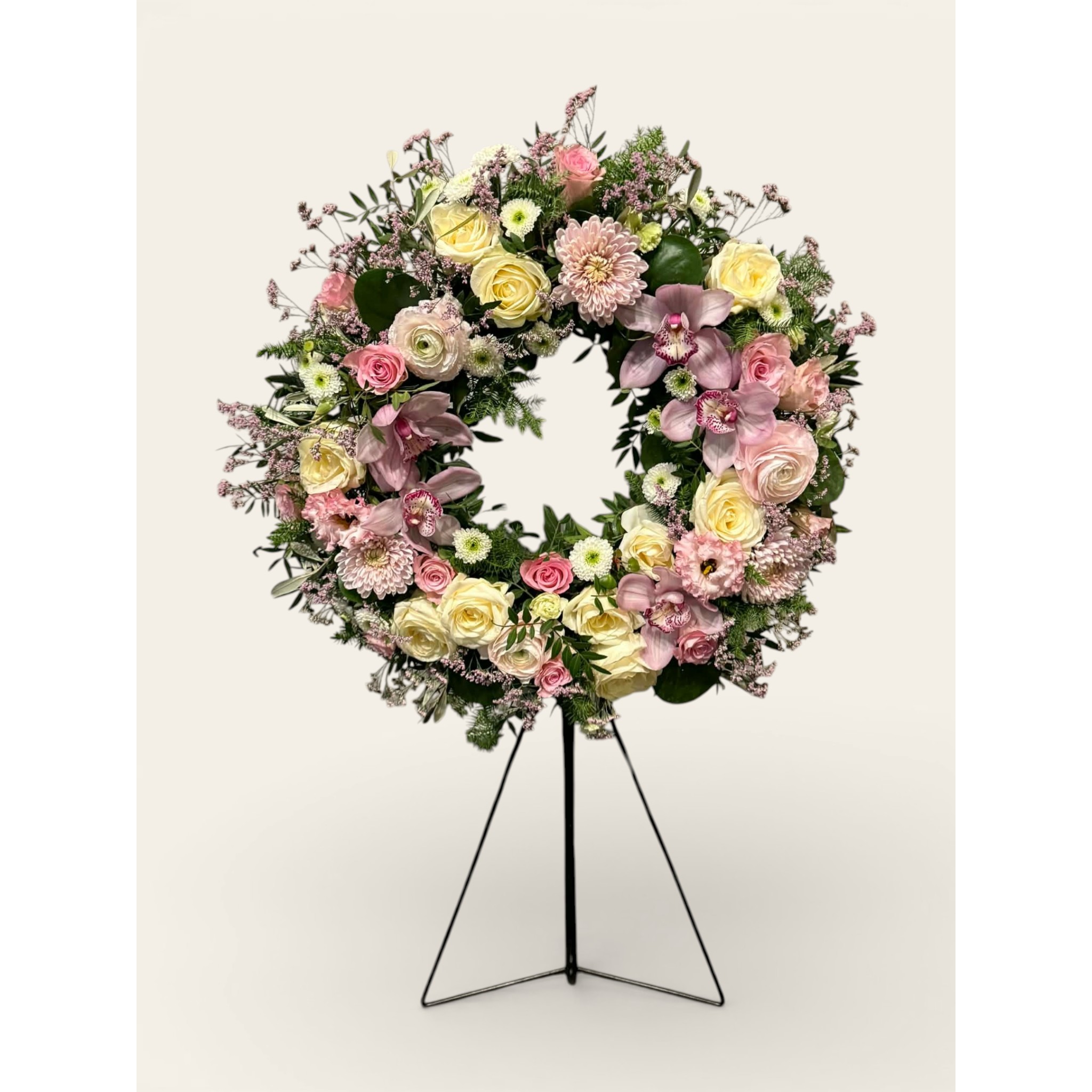 Krans med bånd (rosa) 70 cm - L
